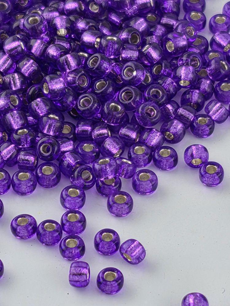 Purple Transparent Silver Lined Dyed Rocaille | 8/0 | Miyuki - 15g pkg