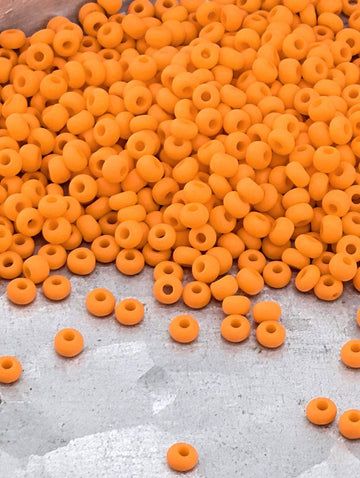 Preciosa 8/0 Seed Beads Opaque Matte Orange Size 8/0 ( ) - 15g - Czech Glass Rocaille for Jewelry Making