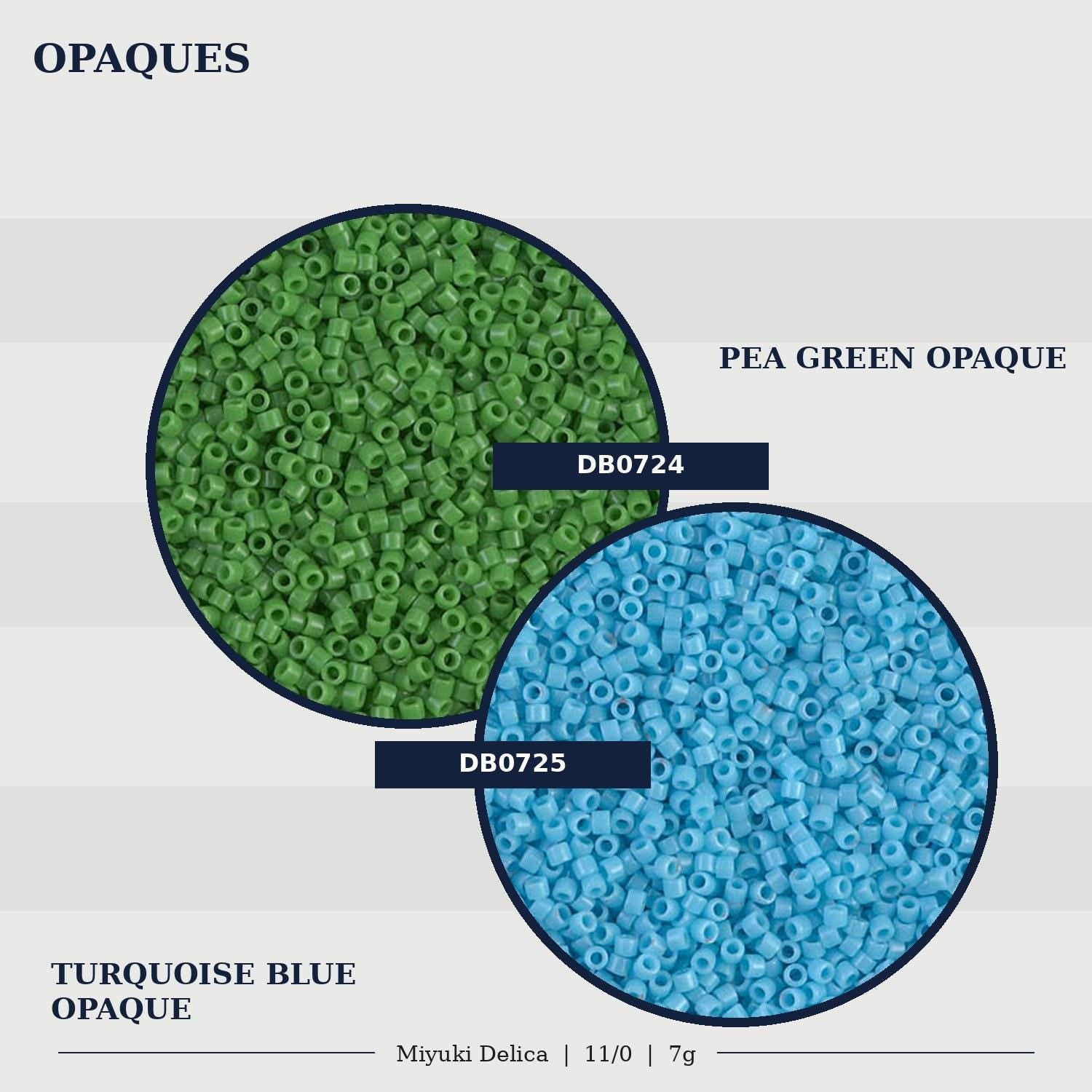 two circles of colored beads, one green and one blue, representing turquoise and green olaquo.