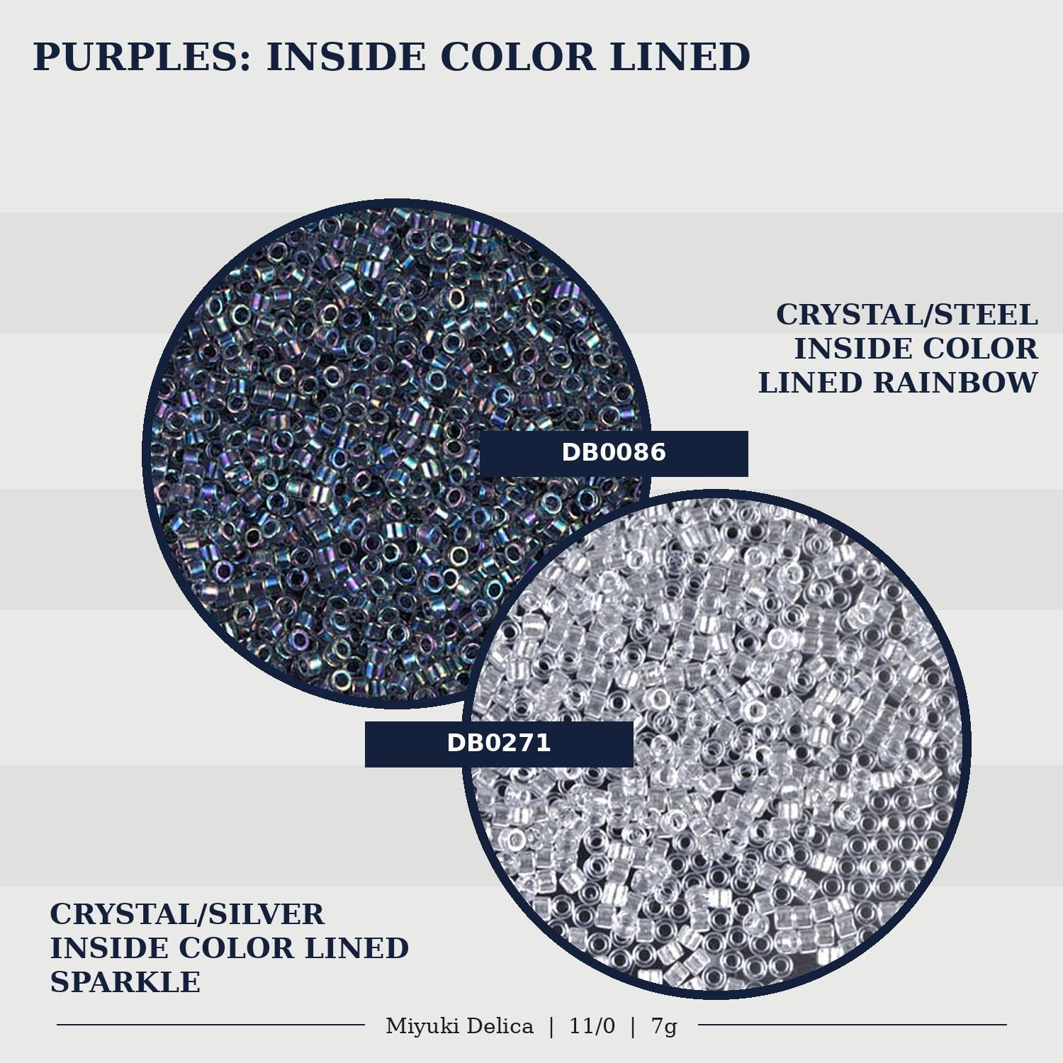 The image is a collage of two images, each depicting a different type of bead or material. The first image shows a collection of small, clear beads in a rainbow color, while the second image shows a collection of small, silver beads. The text in the image provides information about the beads, including their color and type.