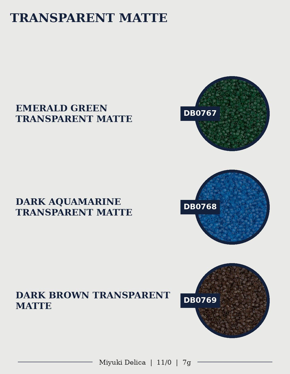 three different transparent matte colors: emerald green, dark aquamarine, and dark brown.