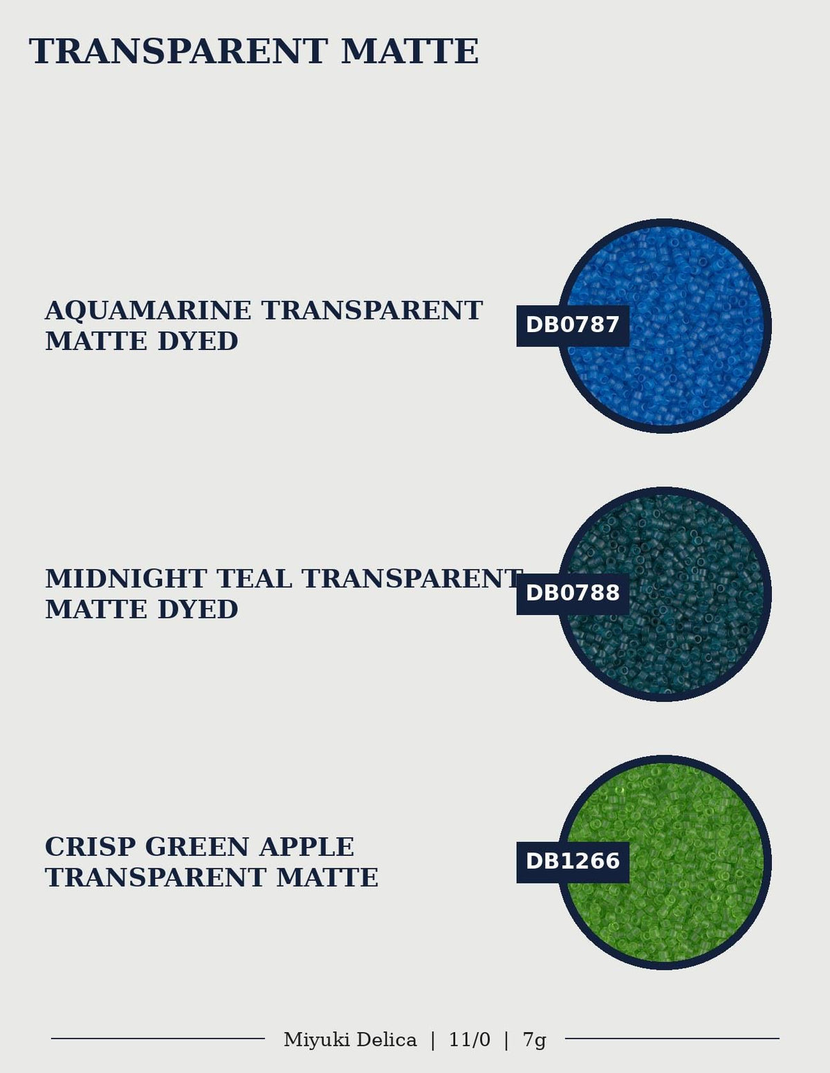 three different transparent matte colors: aquamarine, midnight teal, and crisp green apple.