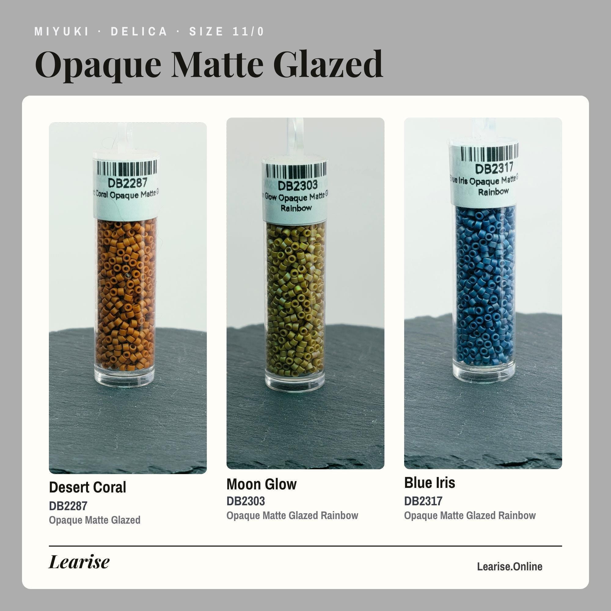 The image is a collage of three images showing different colored Opaque matte glazed materials.