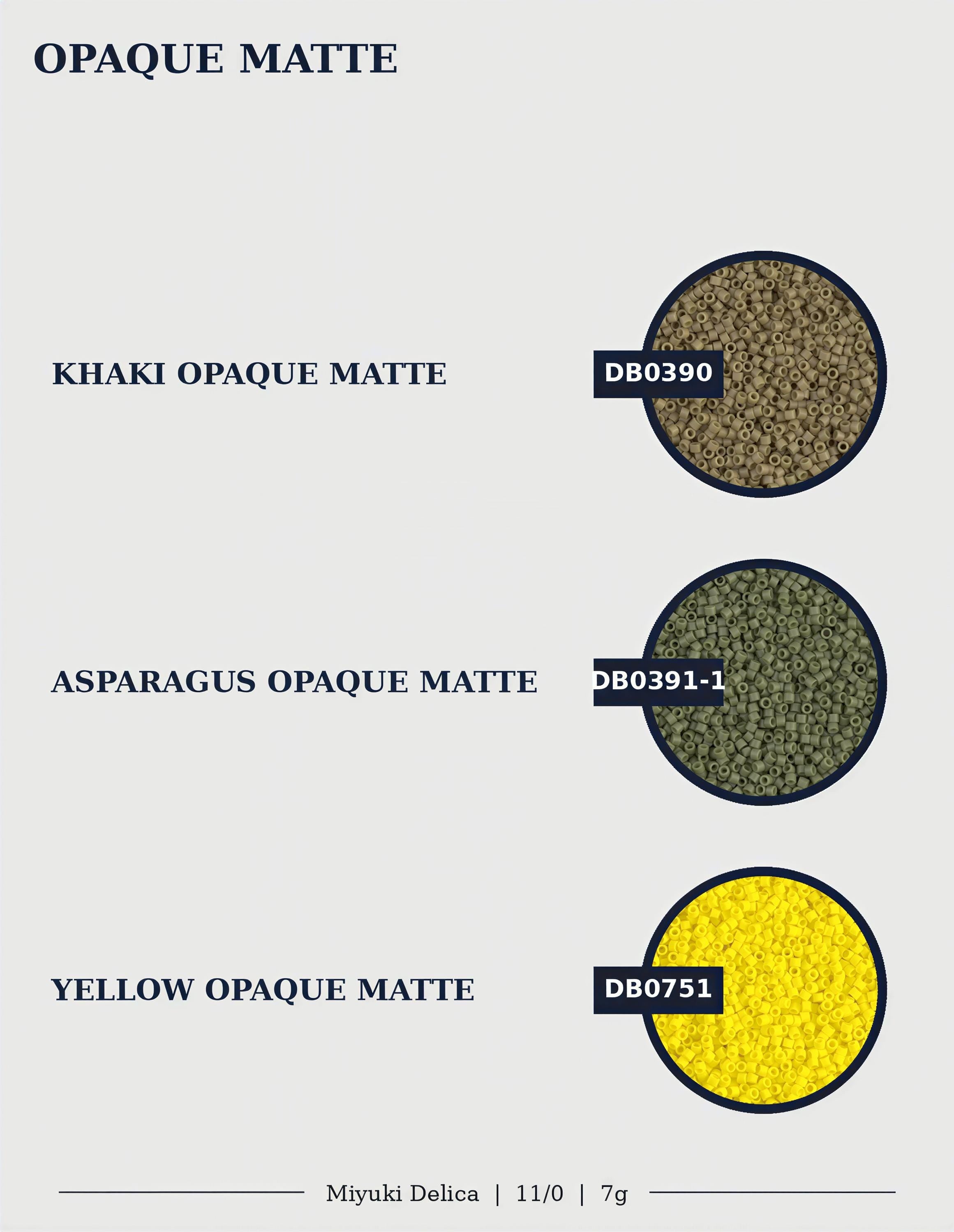 three different colored balls, each labeled with a different type of opaque matte.
