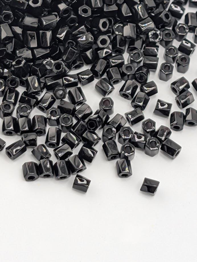 Miyuki Twisted Bugle Beads, Black Opaque | Size 10/0 (short twist) | 15g Pack