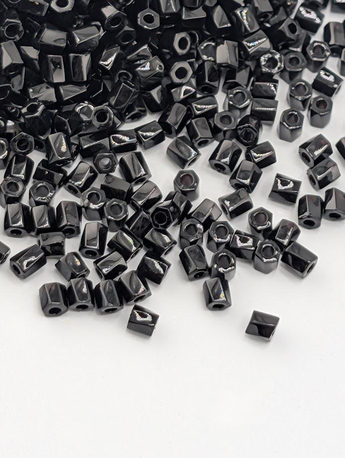 Miyuki Twist Bugle Beads, Black Opaque Glass - Size 10/0, Japanese Seed Beads | Peyote Stitch Supply | Brick Stitch Material