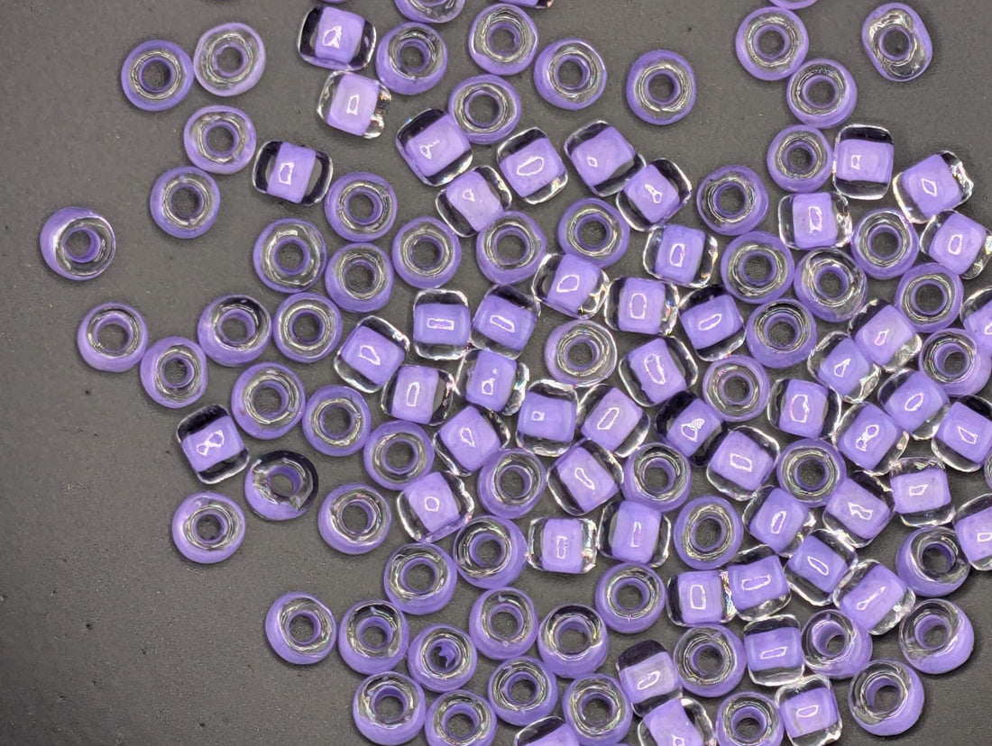 Matsuno Round Beads, Translucent Inside Color Dark Lilac | 6/0 | 15g Pack