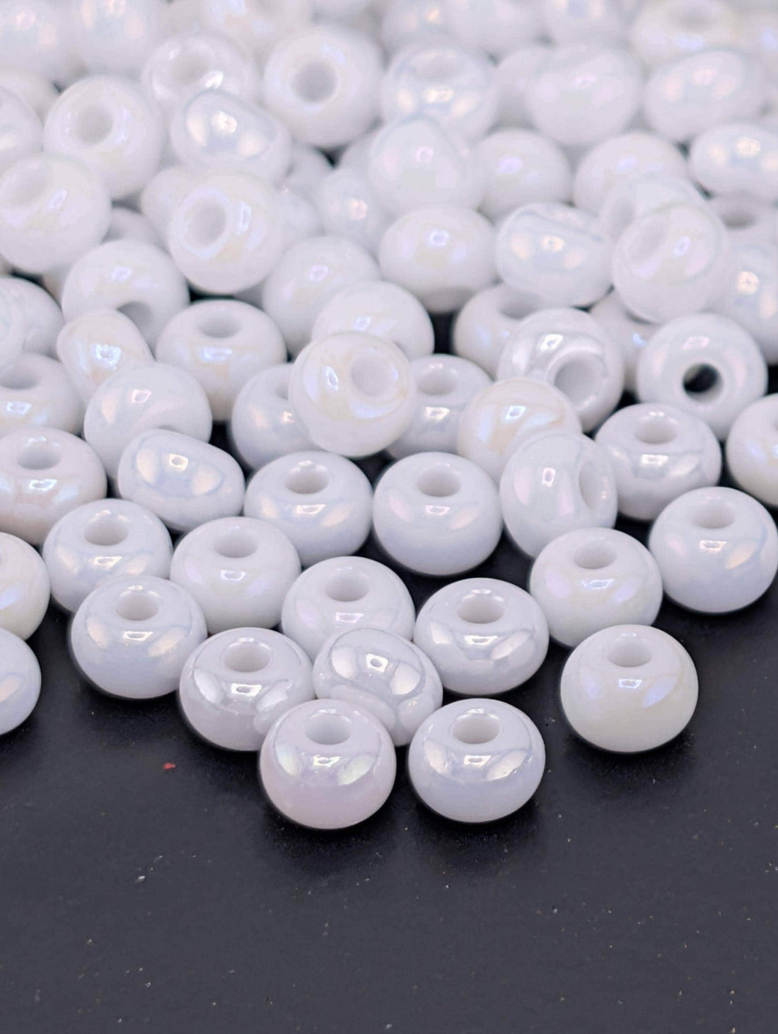 Preciosa Round Beads, Opaque Chalkwhite Iris Seed Beads, Size 6/0 Preciosa Czech Glass | 6/0 | 20g Pack