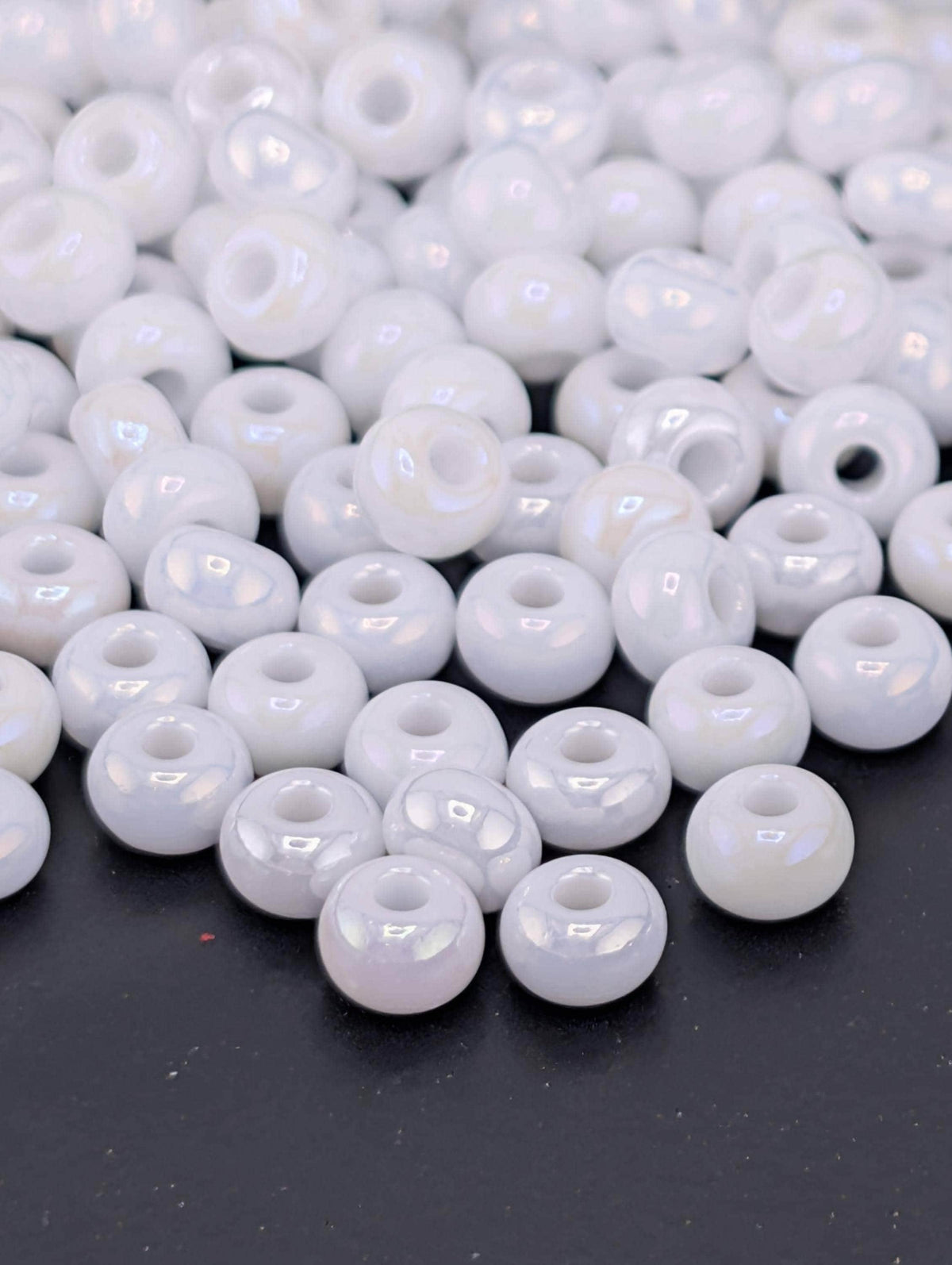 Opaque Seed Beads, Size 6/0 Preciosa Czech Glass | Chalkwhite Iris | Bead Weaving
