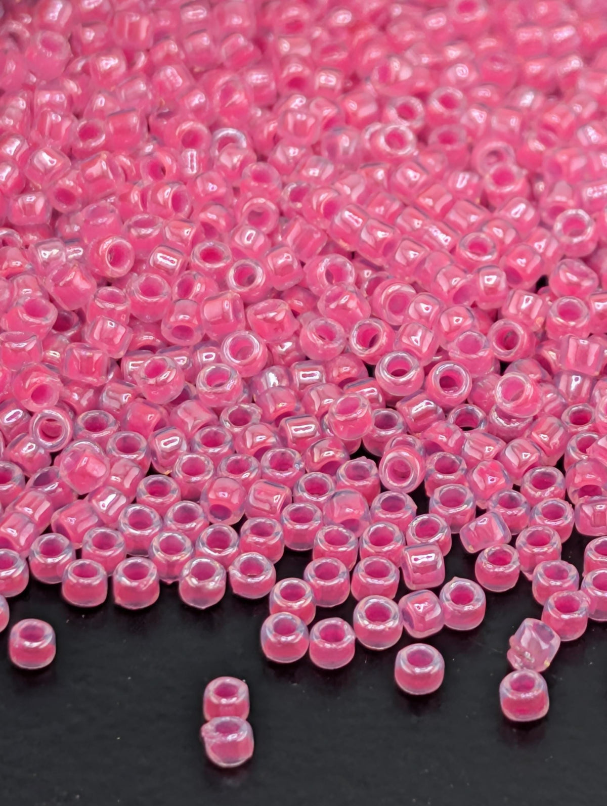 Ceylon Hot Pink Seed Beads, 15/0 Toho Round | Japanese Glass | 2.5" Tube
