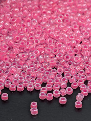 Ceylon Hot Pink Seed Beads, 15/0 Toho Round | Japanese Glass | 2.5" Tube