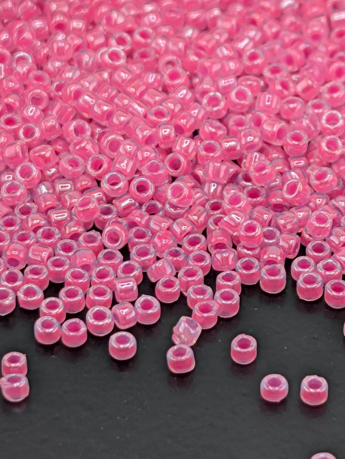 Ceylon Hot Pink Seed Beads, 15/0 Toho Round | Japanese Glass | 2.5" Tube
