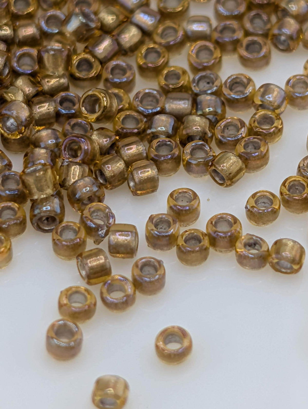 Gold-Lined Topaz Size 15/0 Toho Round Beads, Japanese Glass | 2.5" Tube