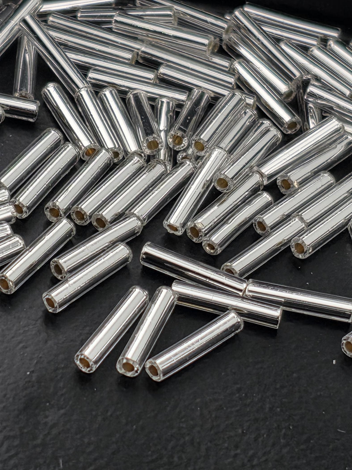 Toho Bugle Beads #3, 9mm Silver-Lined Crystal | Japanese Glass | Bulk Tube