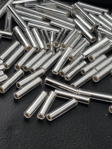 Toho Bugle Beads #3, 9mm Silver-Lined Crystal | Japanese Glass | Bulk Tube