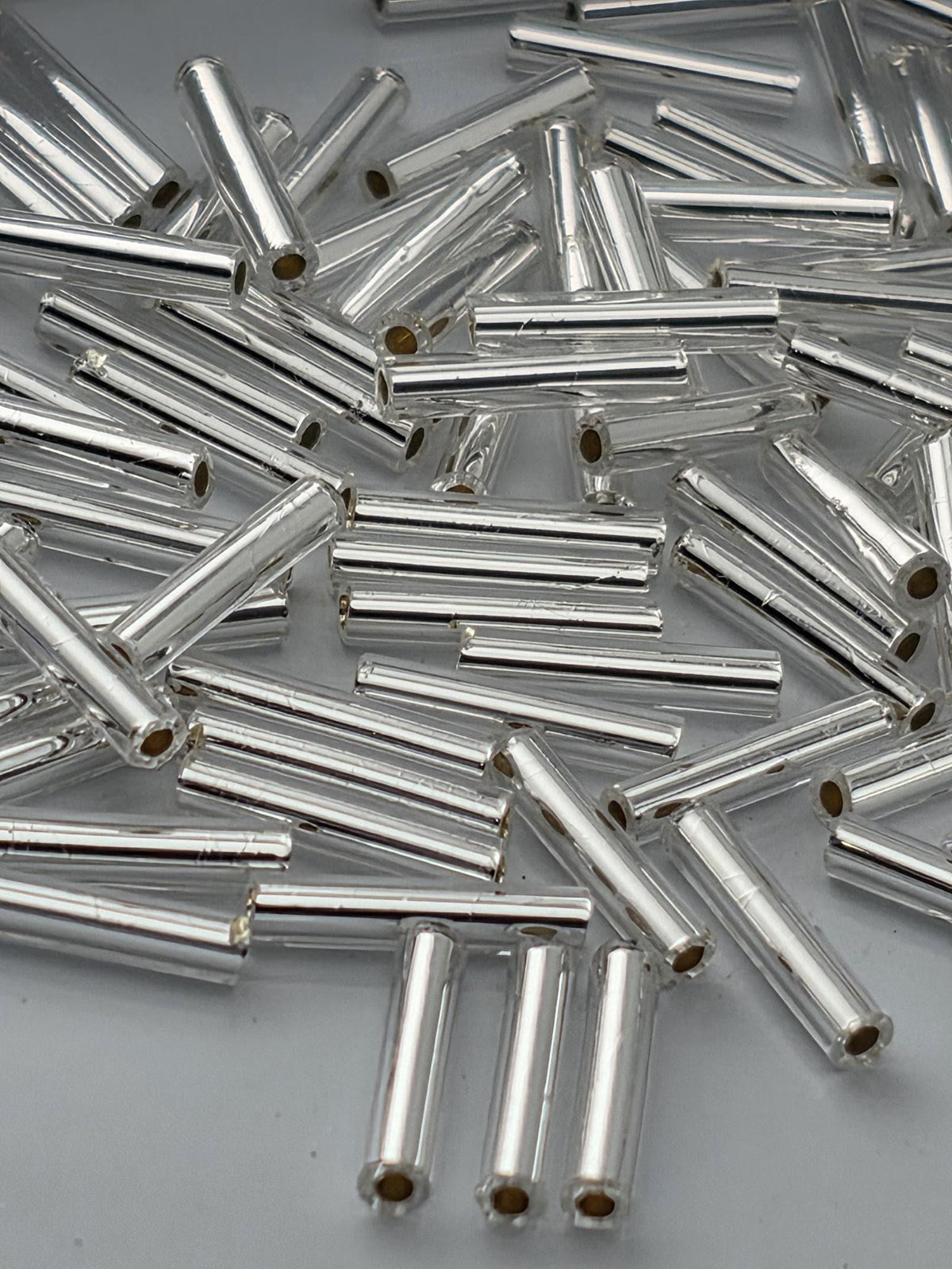 Toho Bugle Beads #3, 9mm Silver-Lined Crystal | Japanese Glass | Bulk Tube