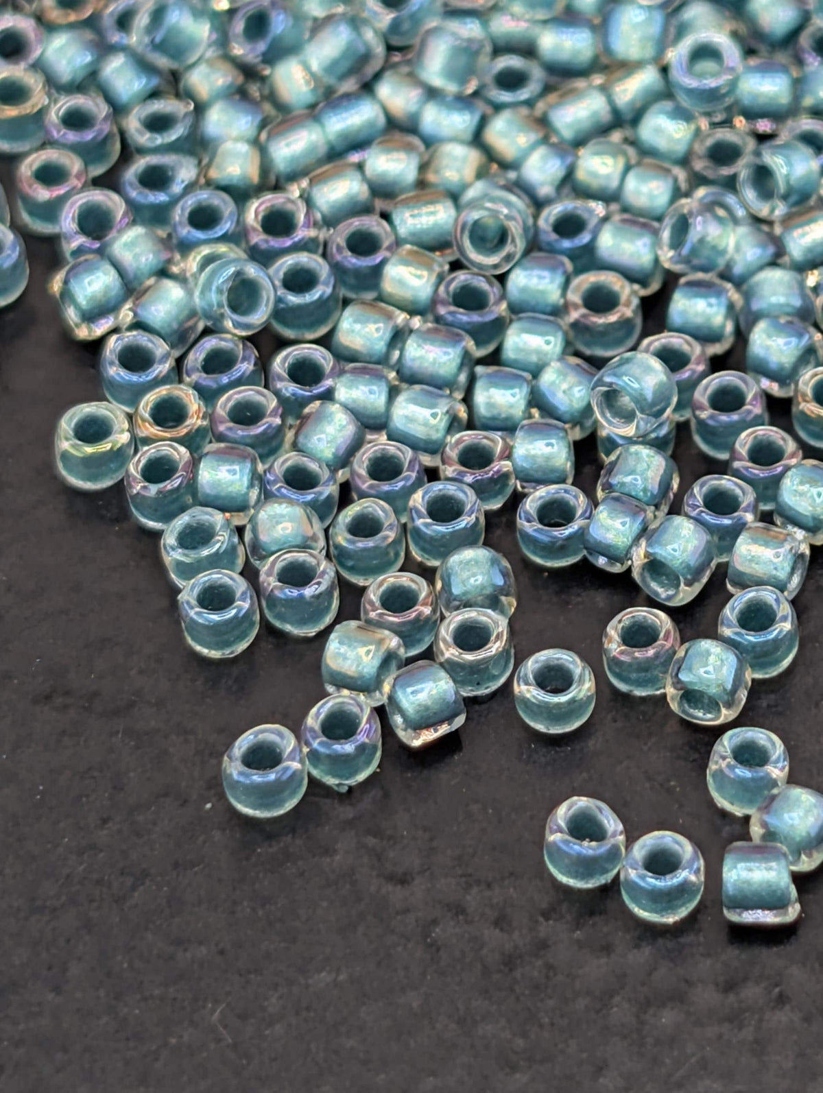 Inside Color Rainbow Crystal Teal-Lined Toho Seed Beads | Size 15/0 | 2.5" Tube