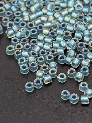 Inside Color Rainbow Crystal Teal-Lined Toho Seed Beads | Size 15/0 | 2.5" Tube