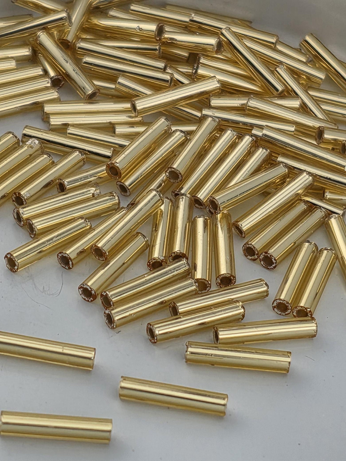 Toho Bugle Beads, Med Topaz | #3 (9mm) | 2.5in tube (~7g) Pack