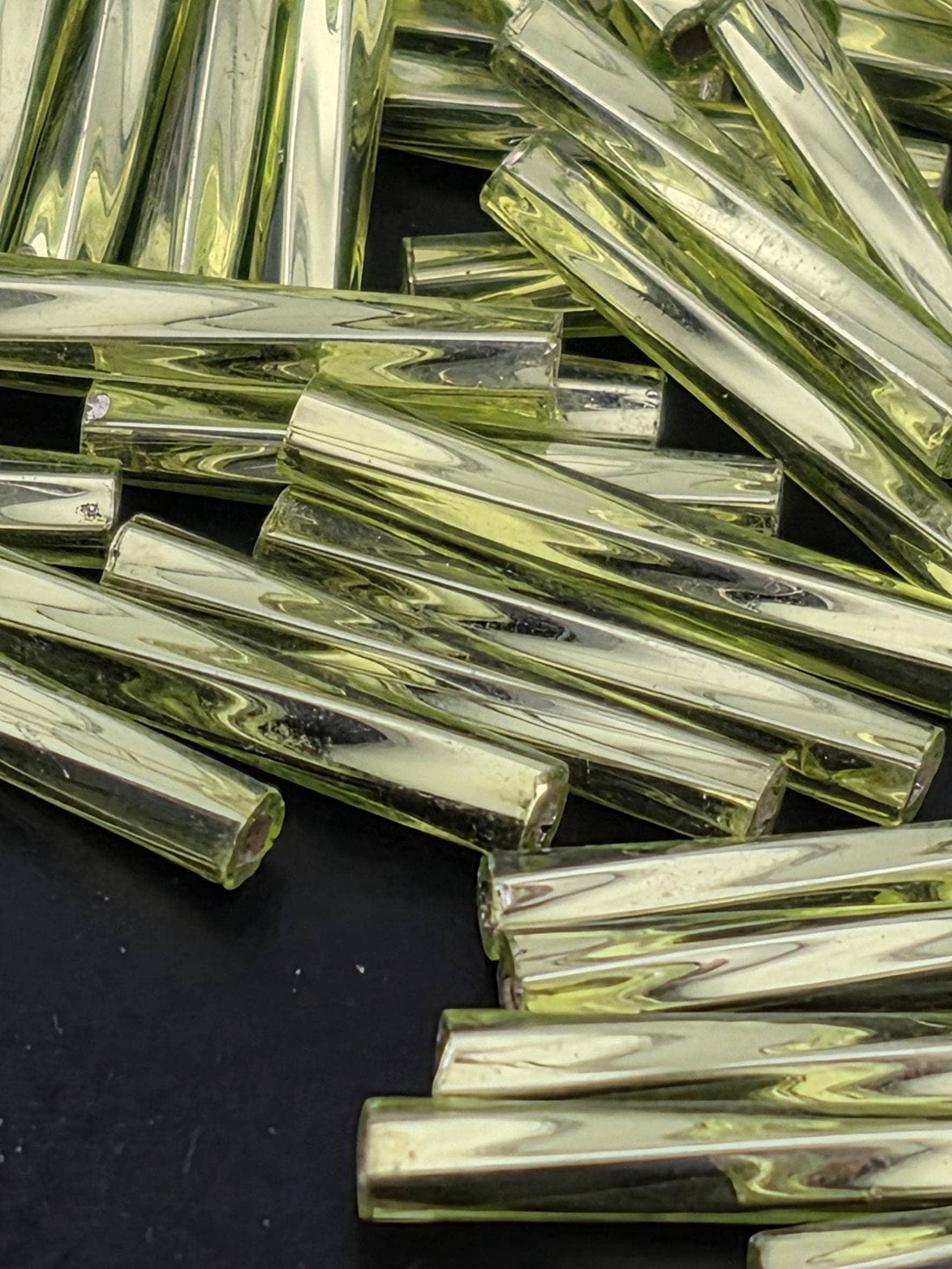 Miyuki Twisted Bugle Beads, Lime Green Translucent | 2x12mm | 15g Pack