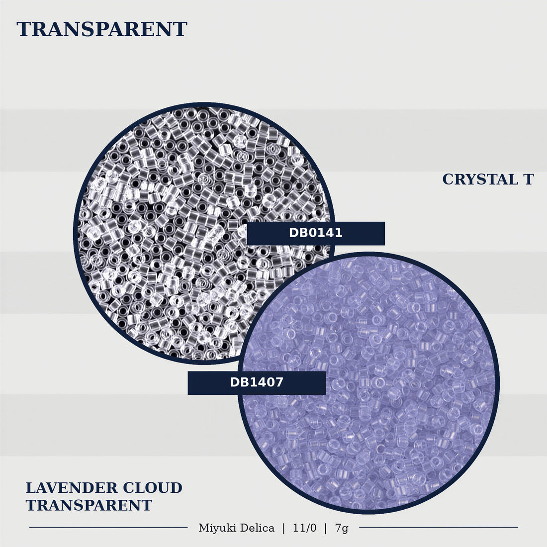 The image is a collage featuring a transparent tube filled with purple beads, along with a close-up of the beads and a color palette of various shades of purple. The collage also includes text indicating that the beads are available in 12 colors and are available in size 11/0/7g tubes.