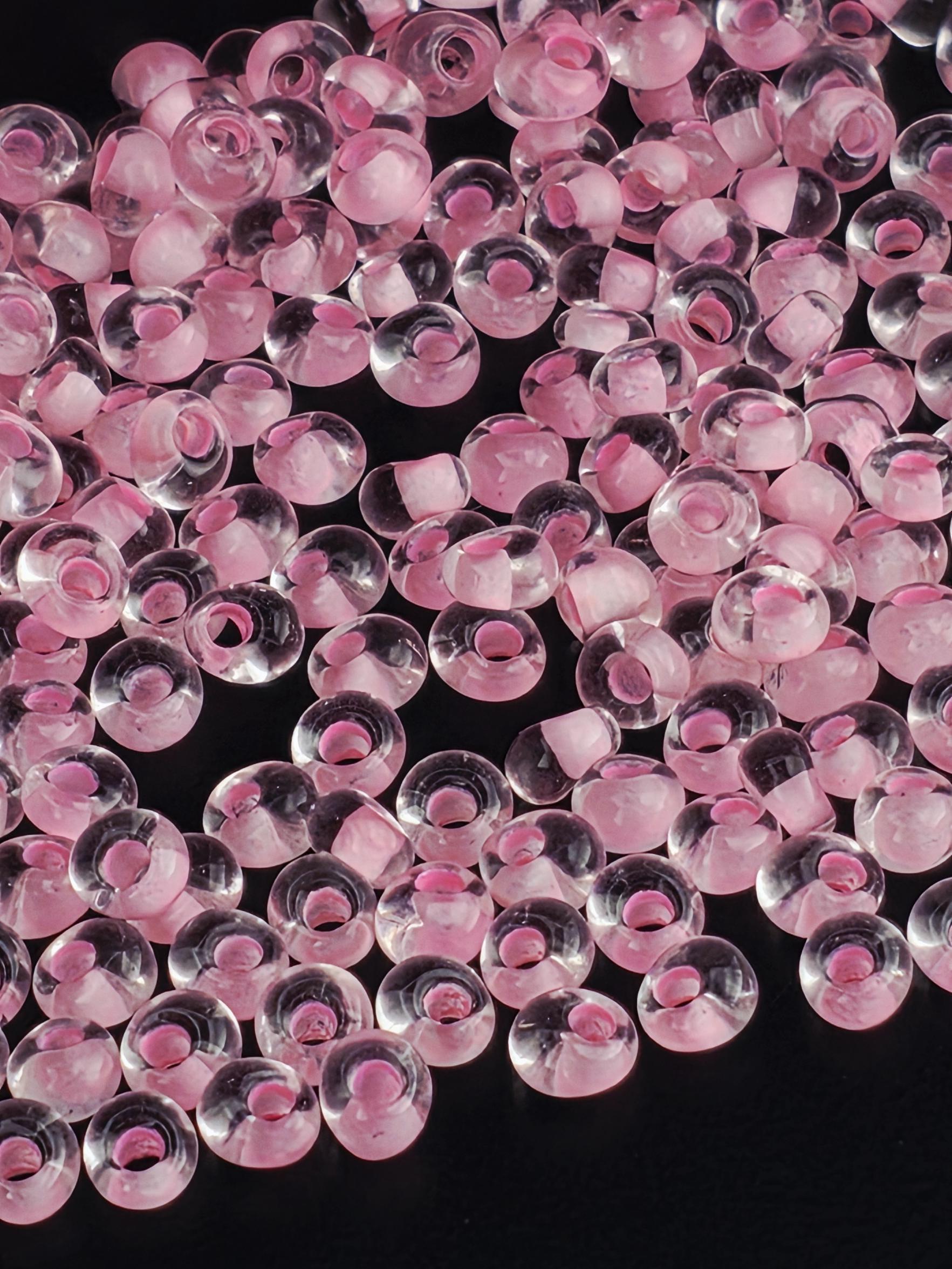 Toho Magatama Beads 3mm, Crystal/Neon Carnation-Lined | Jewelry Making Supply
