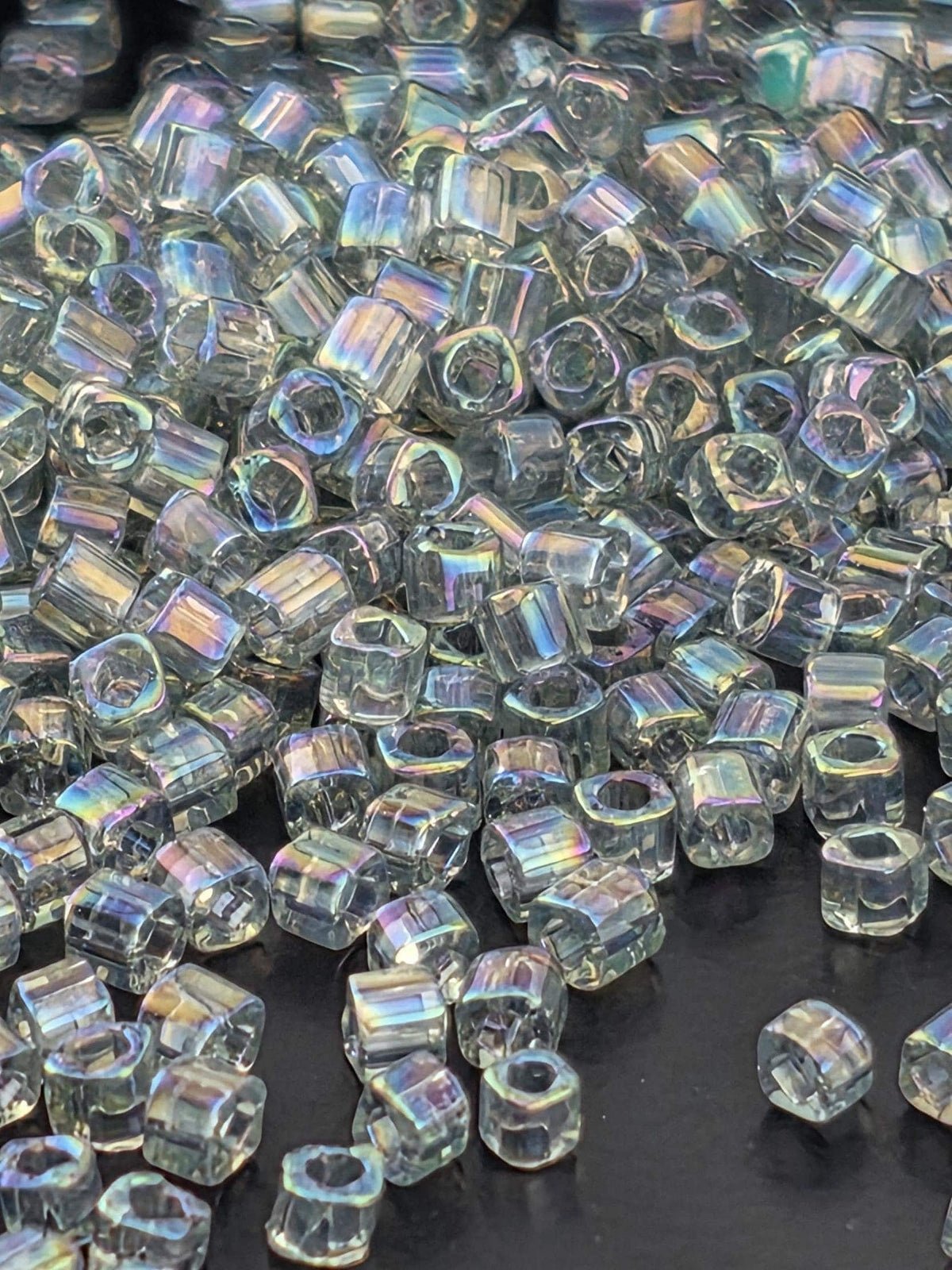 Toho Seed Beads, Transparent Rainbow Black Diamond Cube | Japanese Glass | 1.5mm