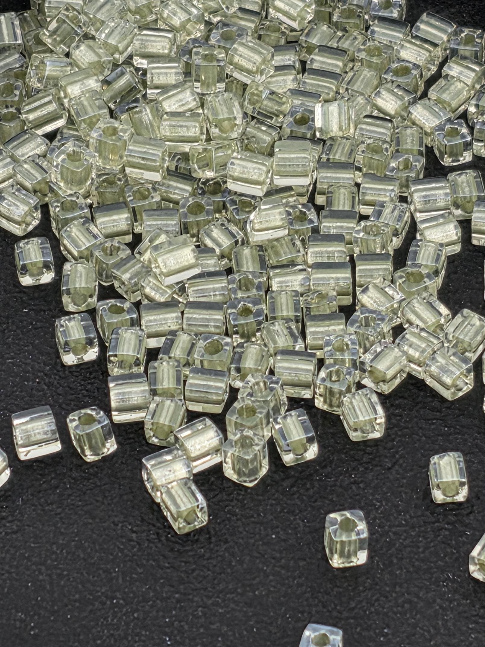 Crystal Cube Beads, Light Celery Sparkle Miyuki - Japanese Seed, 3mm Square Cubes (15g Pack, Artisan Craft)