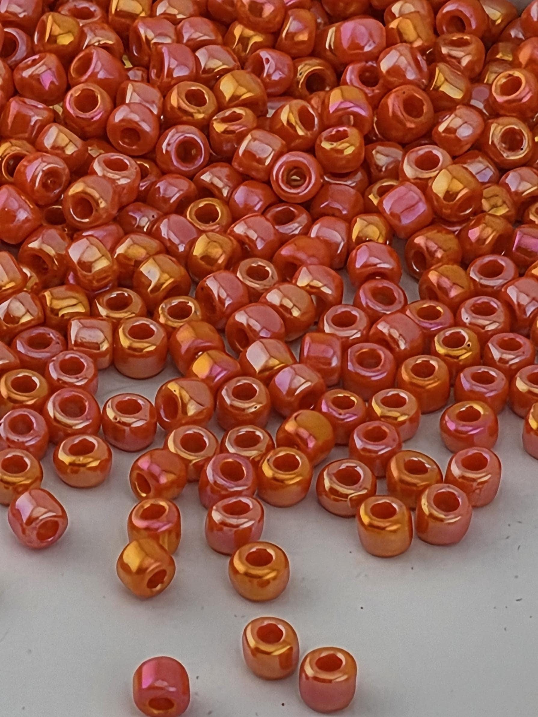 Round Craft Beads: Opaque Rainbow Orange - Size #8