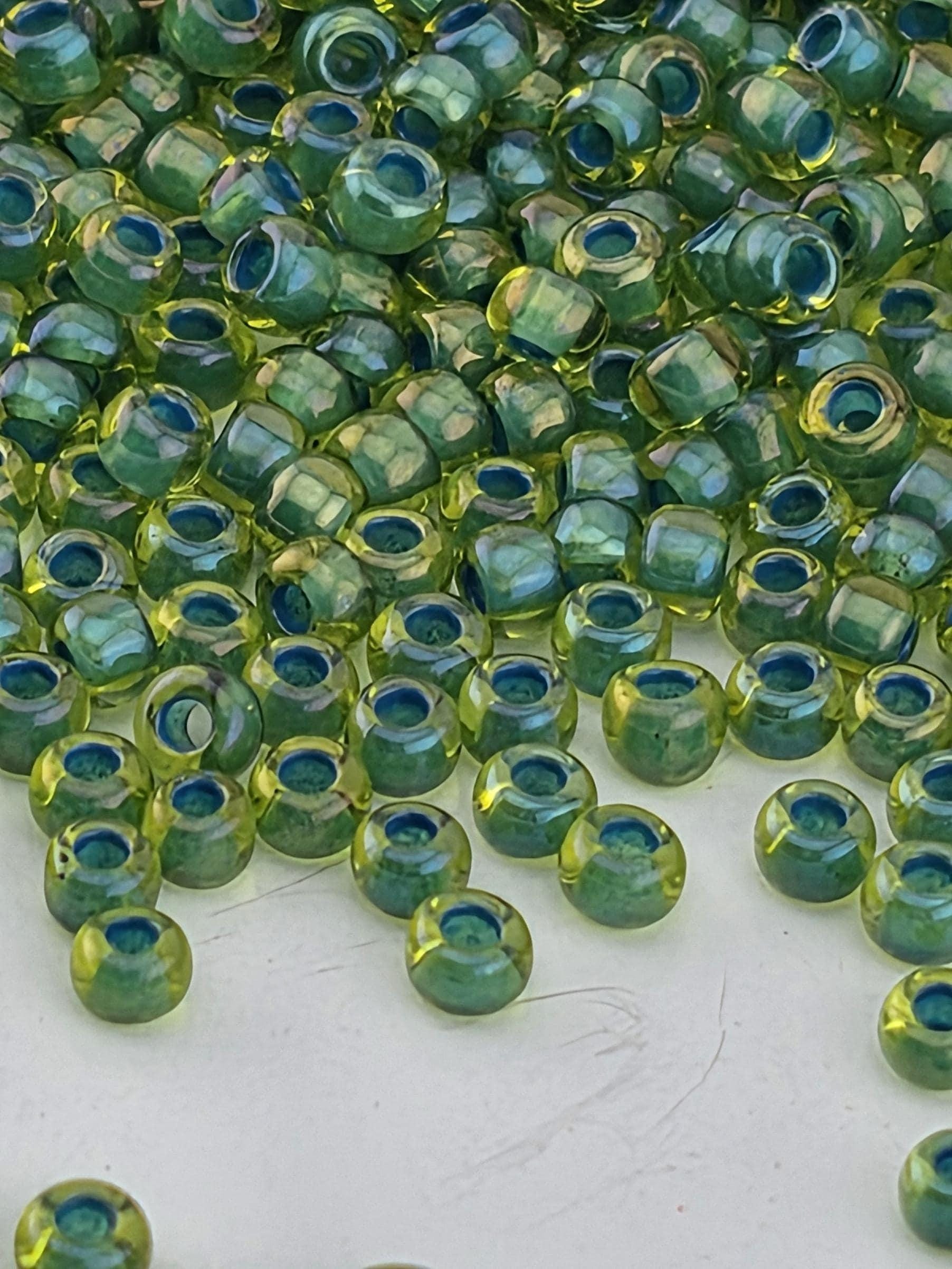 TOHO Round 11/0 Inside-Color Lime Green/Opaque Green-Lined 2.5 Tube