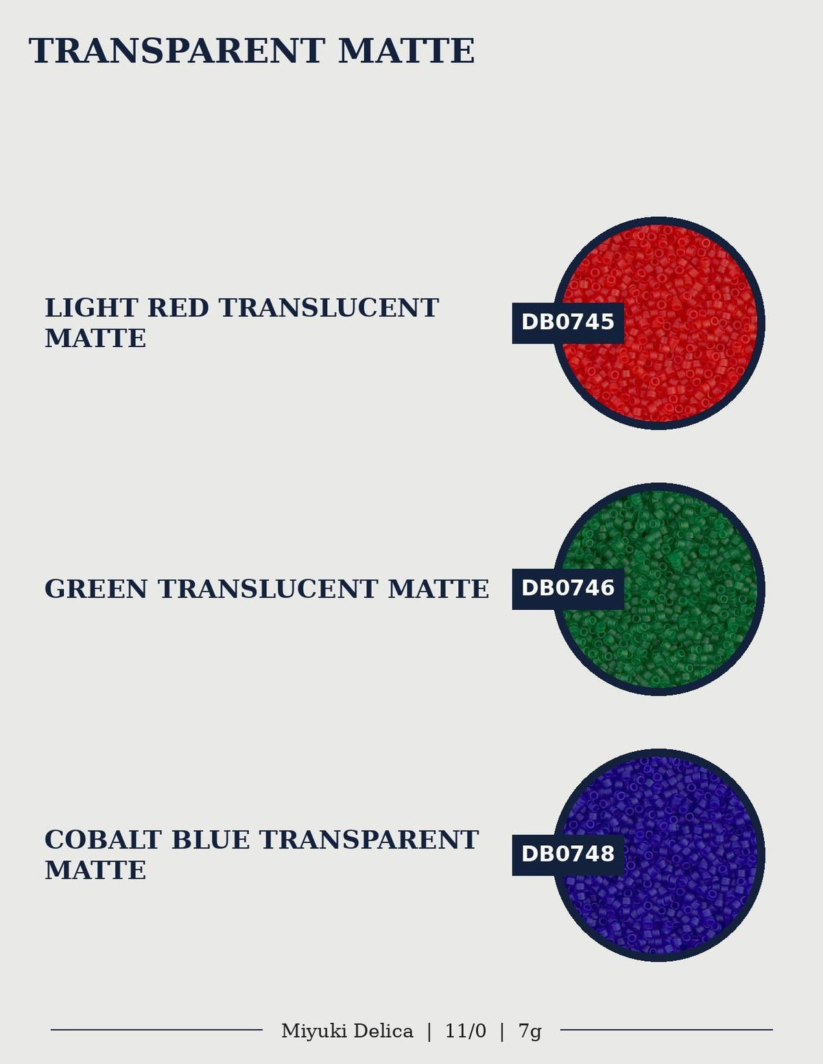 Miyuki Delica Size 11/0 Seed Beads, Choose Your Color | Japanese Glass | Transparent Matte