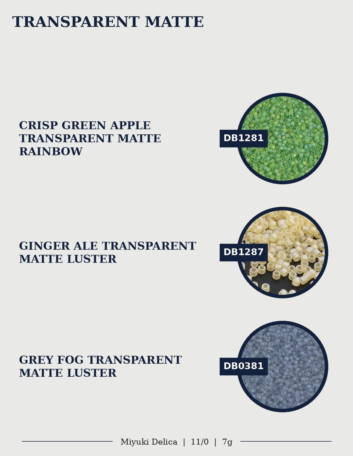 Miyuki Delica Size 11/0 Seed Beads, Choose Your Color | Japanese Glass | Transparent Matte