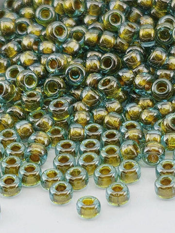 Crystal/Olive Green Inside Color Lined Rocaille | 8/0 | Miyuki - 15g pkg