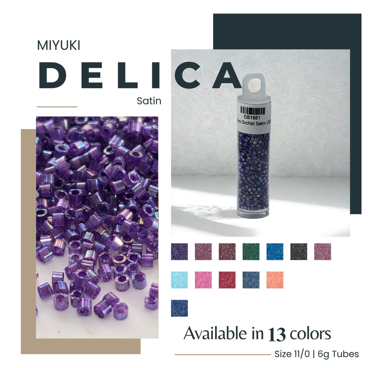 Satin Beads Glass, Matte Tile Finish | 1.6mm Seed Beads - Peyote, Brick Stitch, Loom Work