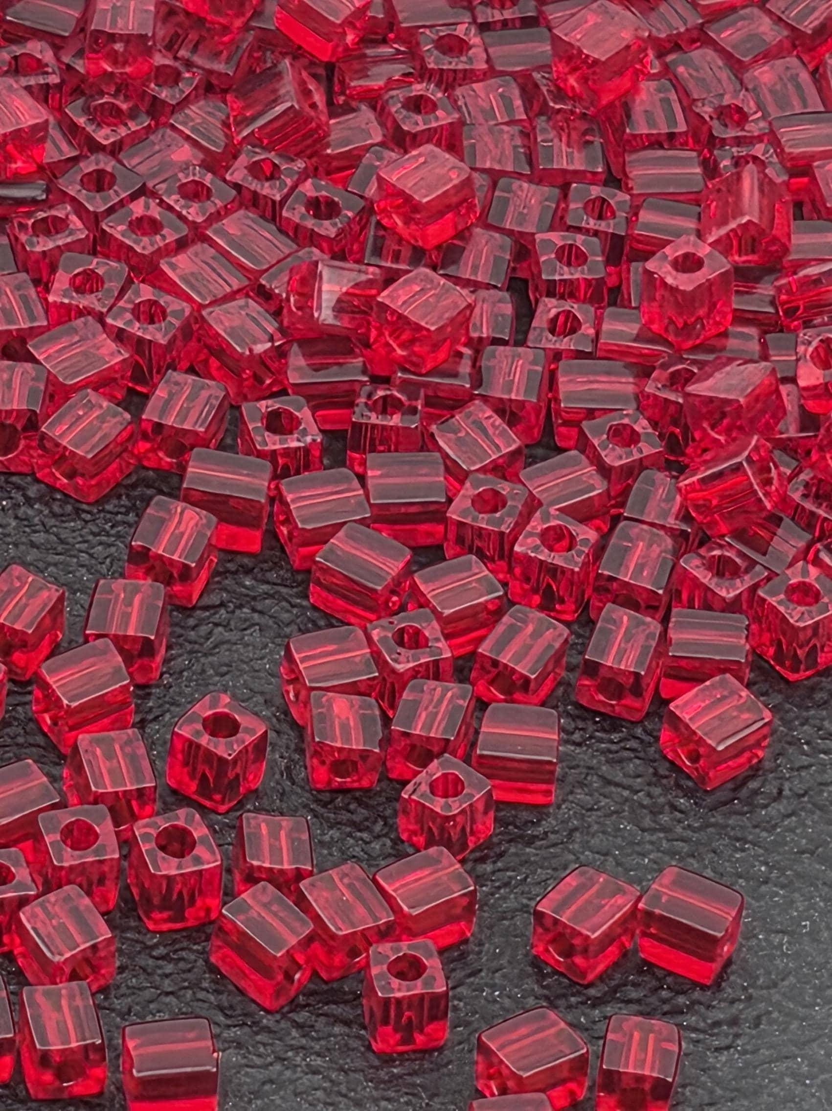 Cherry Translucent Miyuki Cube Beads, Glass (3mm, 15g Pack)