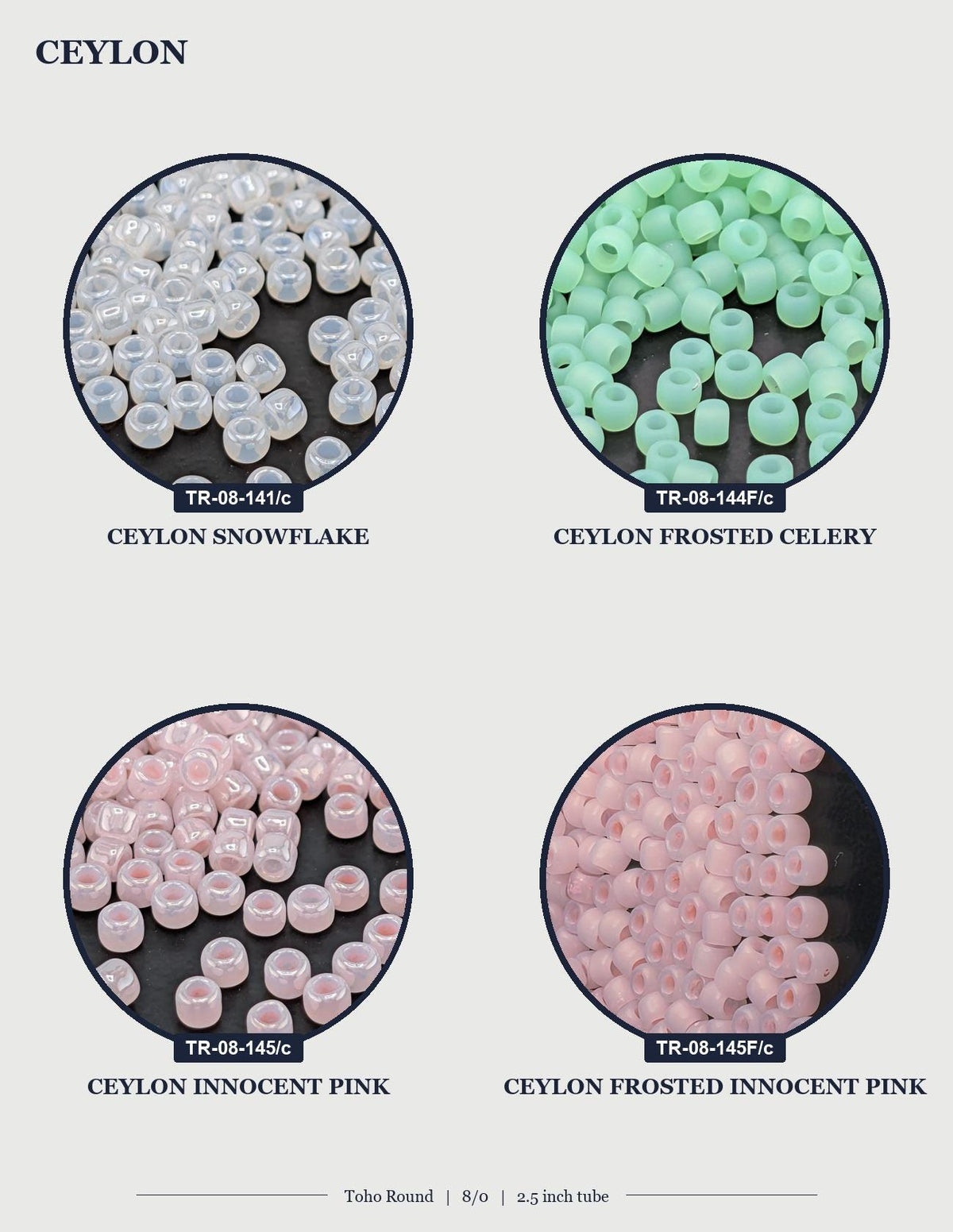 Toho Round Beads, Ceylon - Color Choice or Collection | 8/0 | 8g Pack