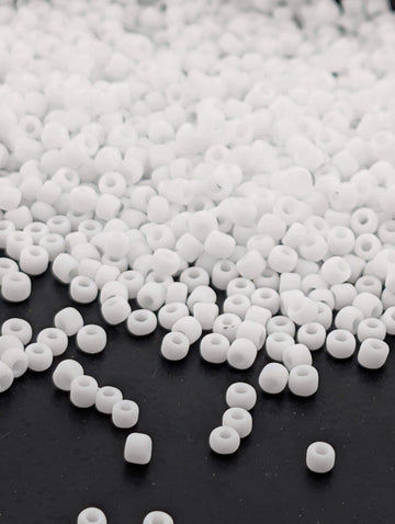 Matsuno Seed Beads, White Opaque Matte Japanese Glass | Size 11/0 | 15 Grams