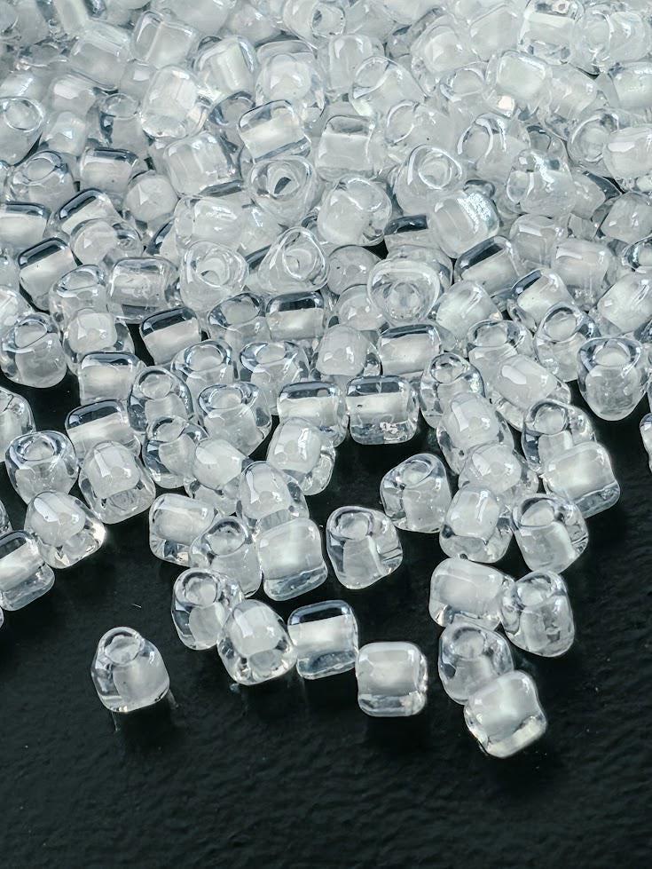 Miyuki Triangle Beads, Crystal White Inside Color Lined | 8/0 Size | 15g Pack