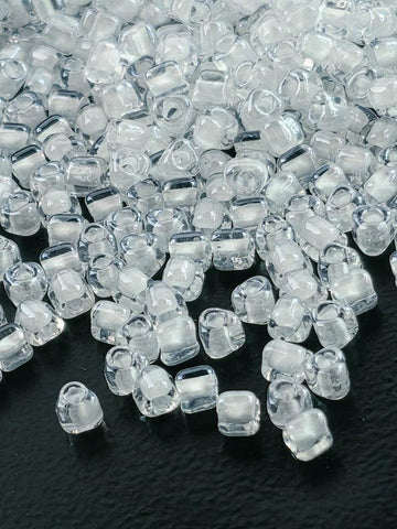 Miyuki Triangle Beads, Crystal White Inside Color Lined | 8/0 Size | 15g Pack