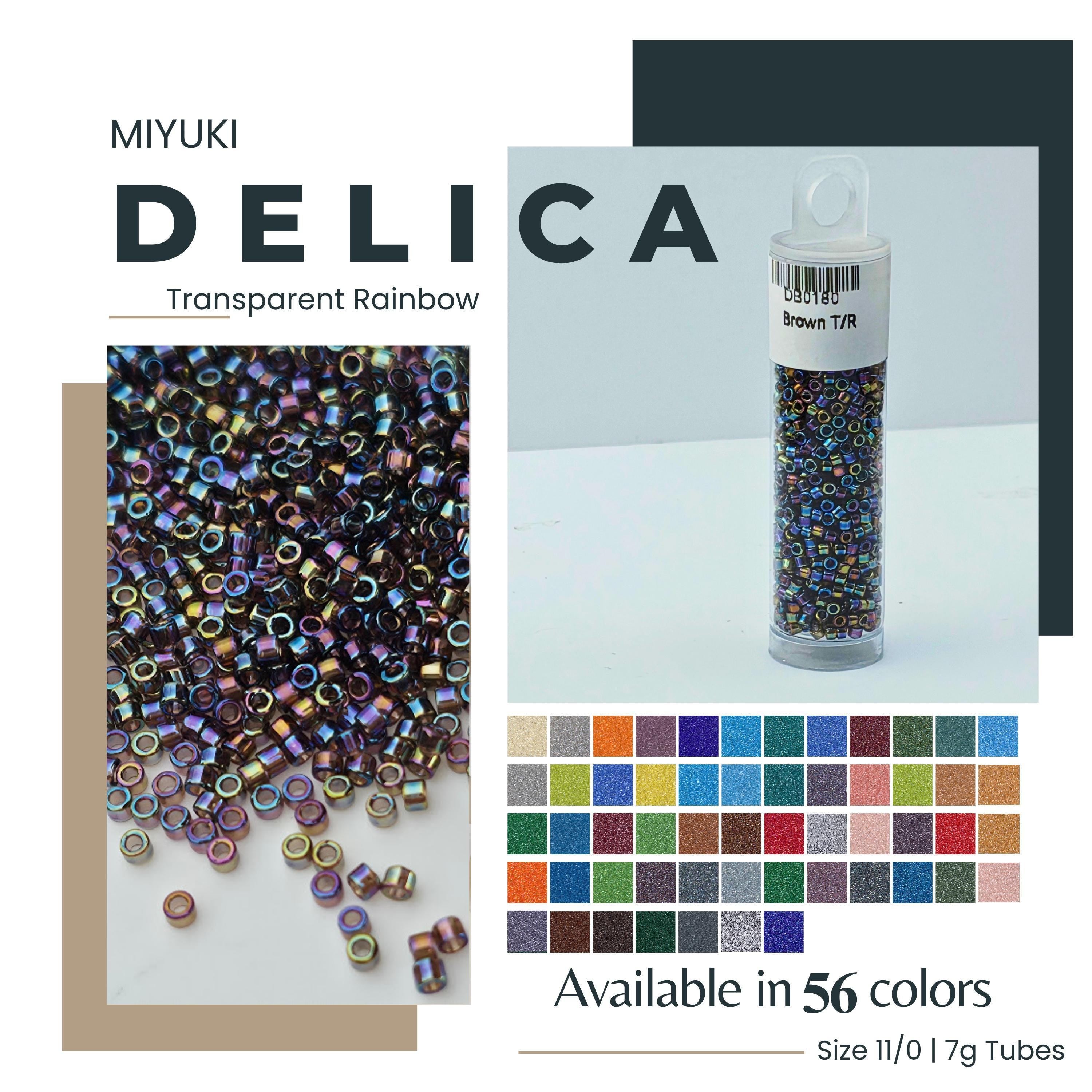 Miyuki Delica Seed Beads Size 11/0, Choose Your Color | Japanese Glass | Transparent Luster & Rainbow