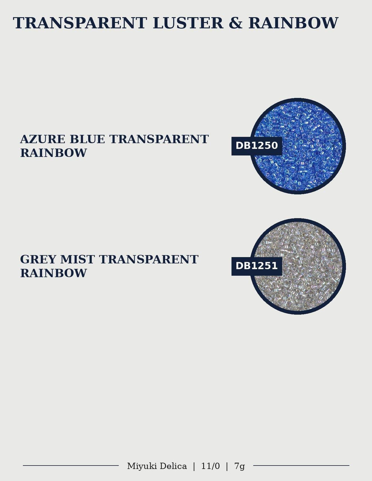 Miyuki Delica Seed Beads Size 11/0, Choose Your Color | Japanese Glass | Transparent Luster & Rainbow