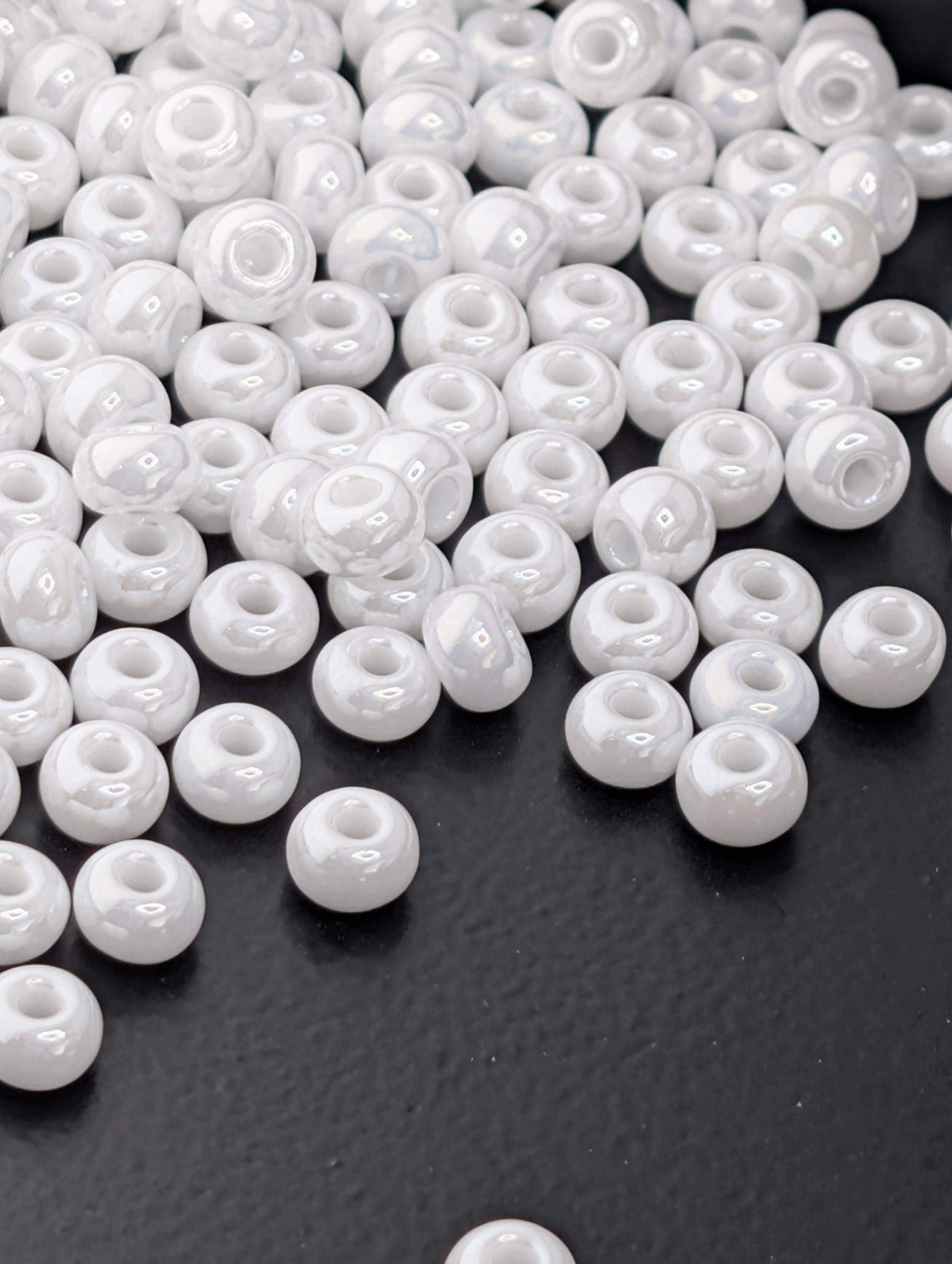 Opaque White Luster Size 6/0 Seed Beads, Preciosa Czech Glass | Bead Weaving, Embroidery