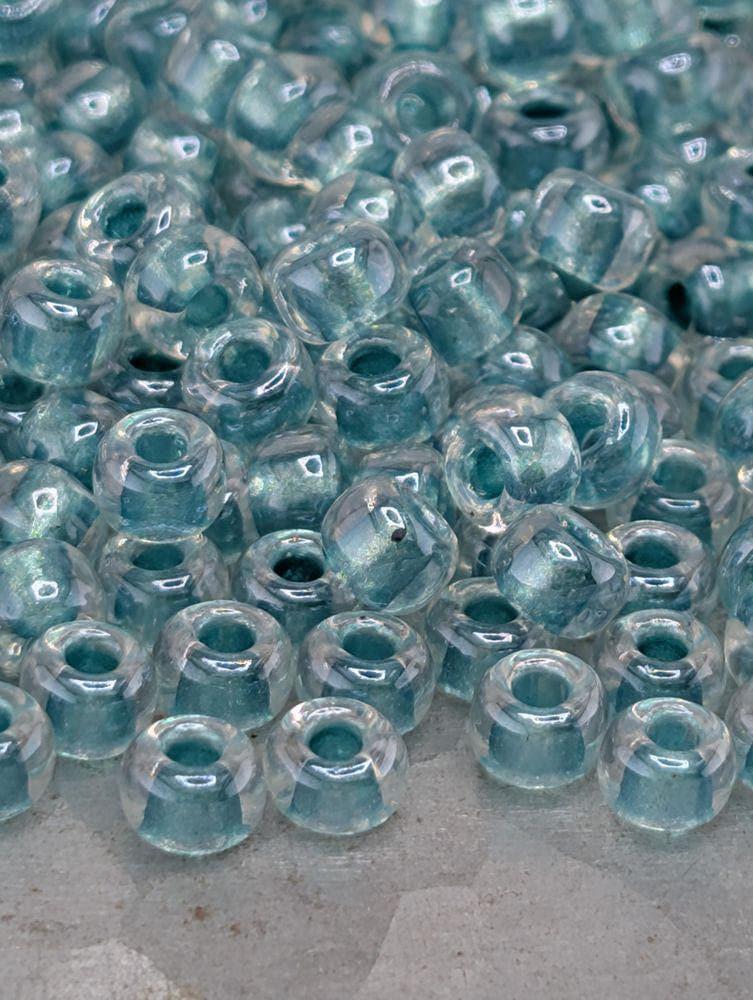 Miyuki Round Beads, Crystal/Aqua Inside Color Lined Sparkle | 6/0 | 15g Pack