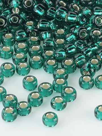 Emerald Green Transparent Silver Lined Rocaille | 8/0 | Miyuki - 15g pkg
