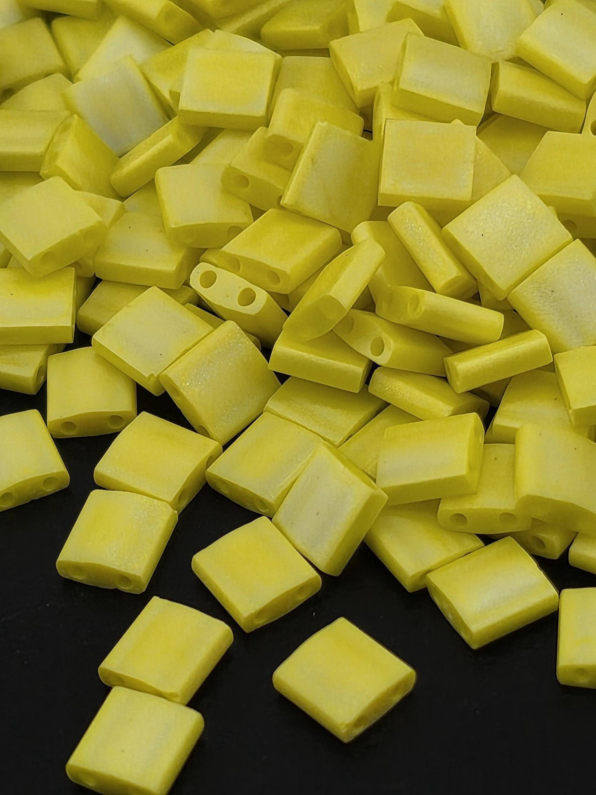 Miyuki Tila Beads, Yellow Opaque Matte Rainbow | Full | 7.2g Pack
