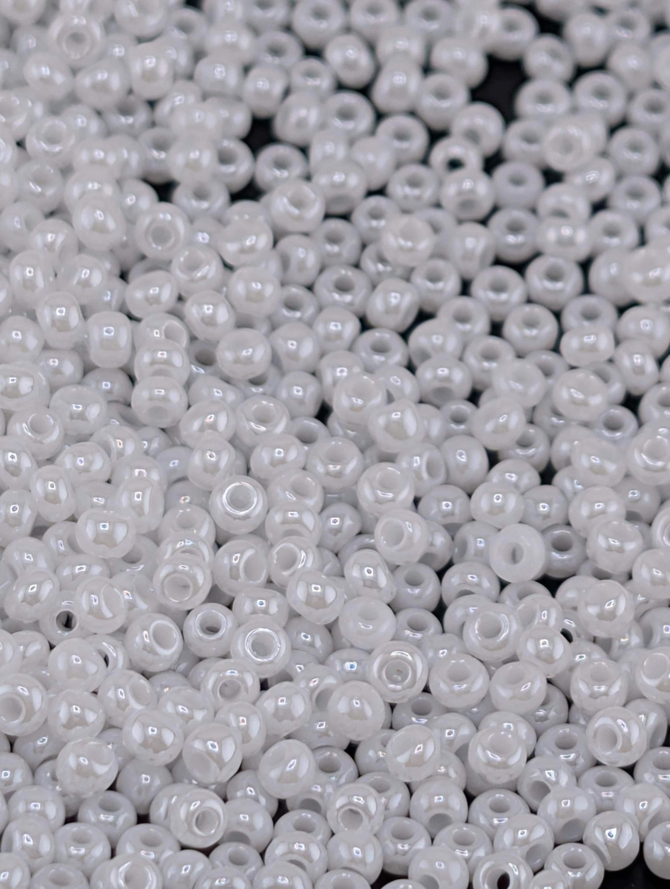 Opaque White Luster Rocaille, Czech Glass Seed Beads - Preciosa Ornela, Size Eleven (Boho Style, Jewelry Making)
