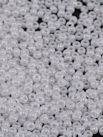 Opaque White Luster Rocaille, Czech Glass Seed Beads - Preciosa Ornela, Size Eleven (Boho Style, Jewelry Making)