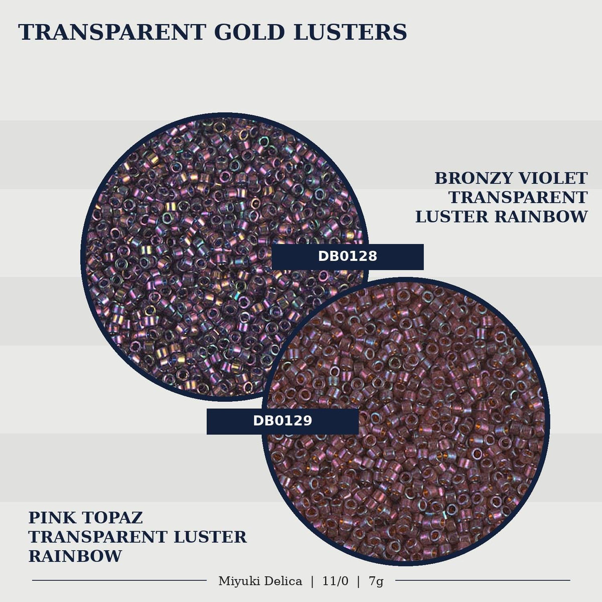 Miyuki Delica Size 11/0 Seed Beads, Transparent Gold Luster | Japanese Glass | Choose Your Color