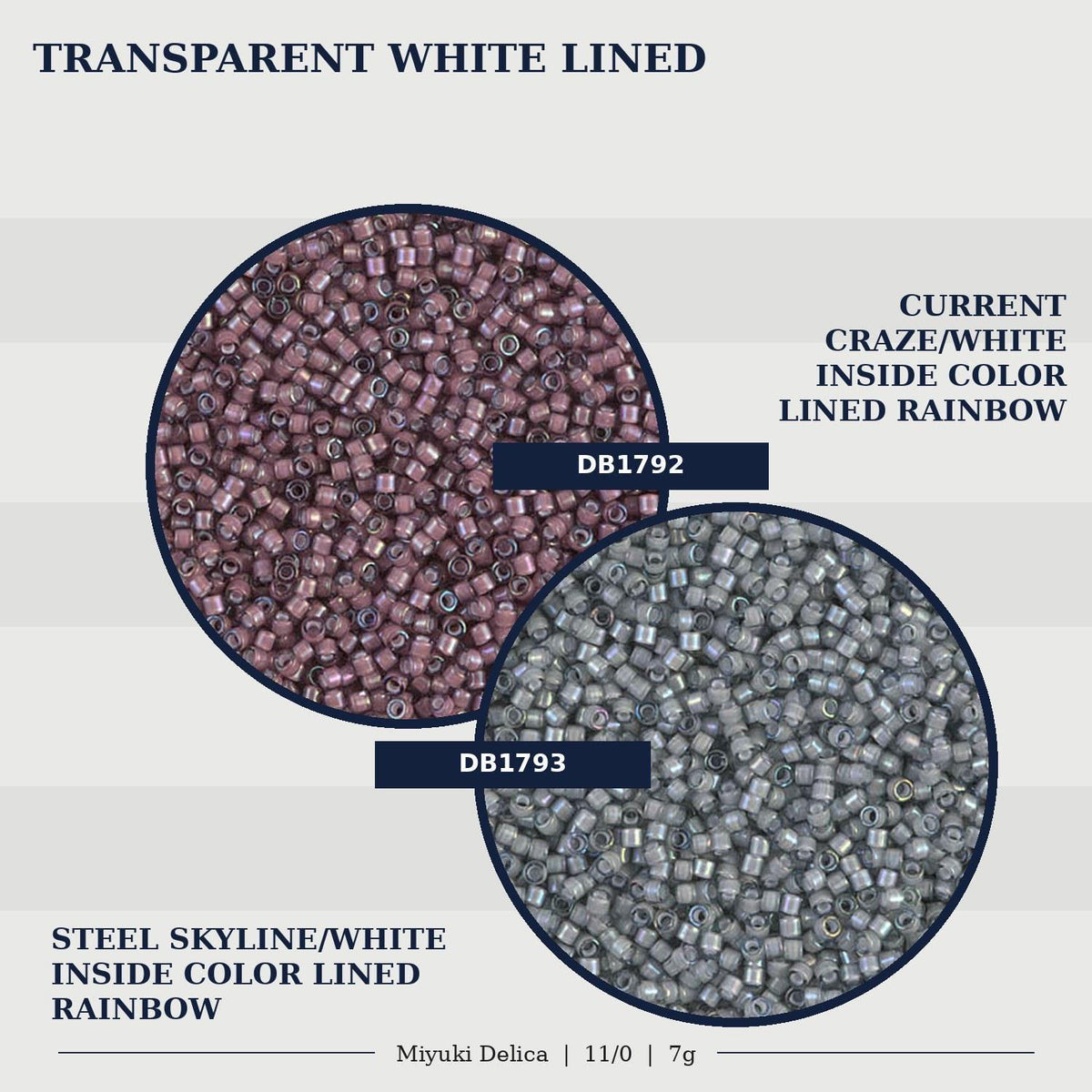 Miyuki Delica Seed Beads Size 11/0, White Lined | Choose Your Color | DIY Jewelry Supply
