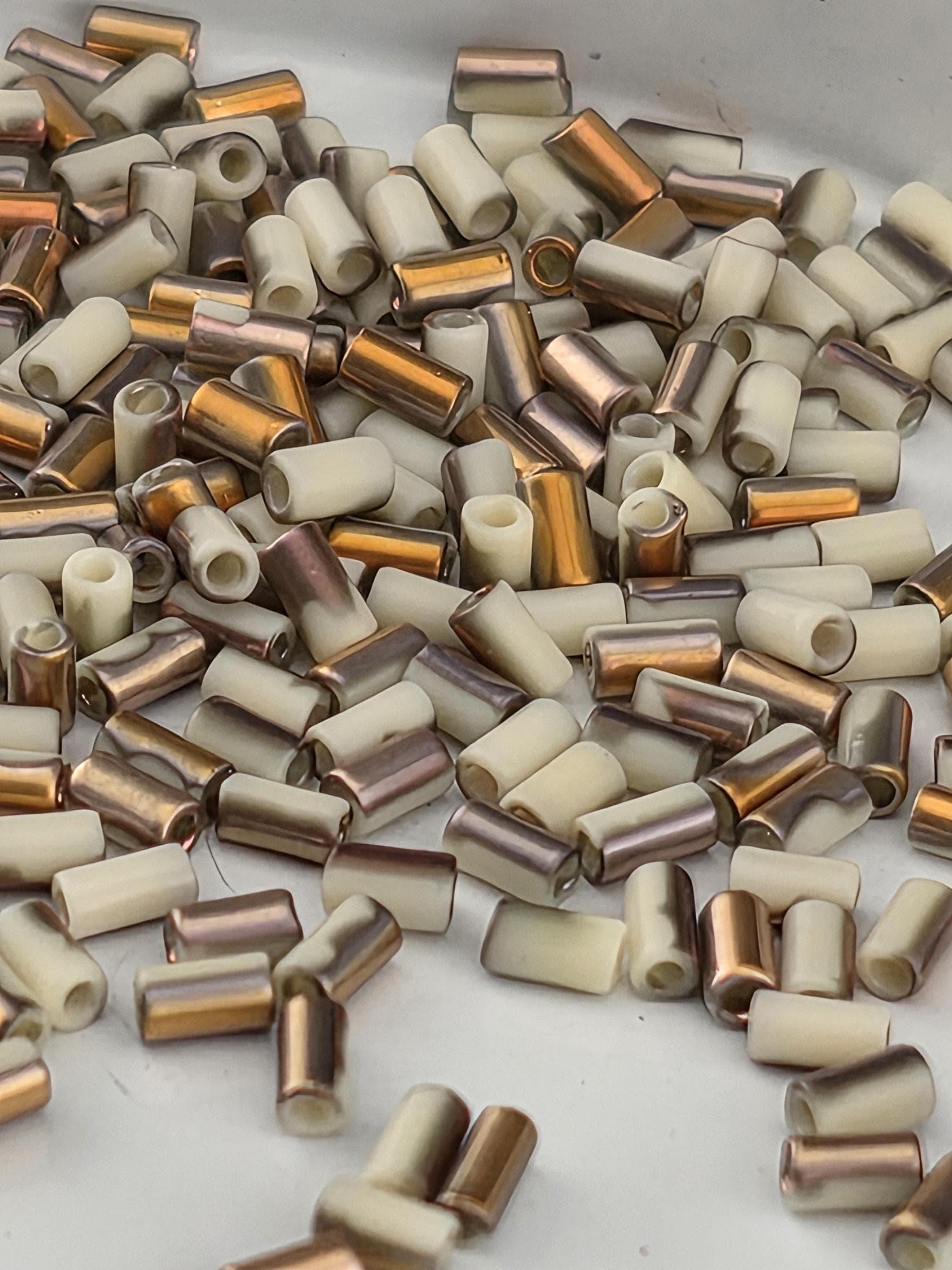TOHO Bugle Beads #1 3mm, Frosted Lt Beige - Jewelry Making Supply